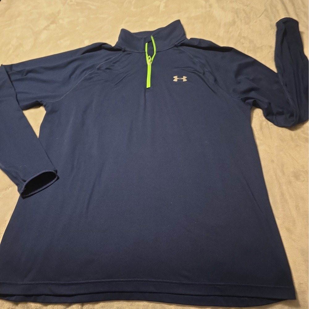 Under Armour Run Fitted Shirt 1/4 Zip Size XL Men Navy Long Sleeve Quick Dry